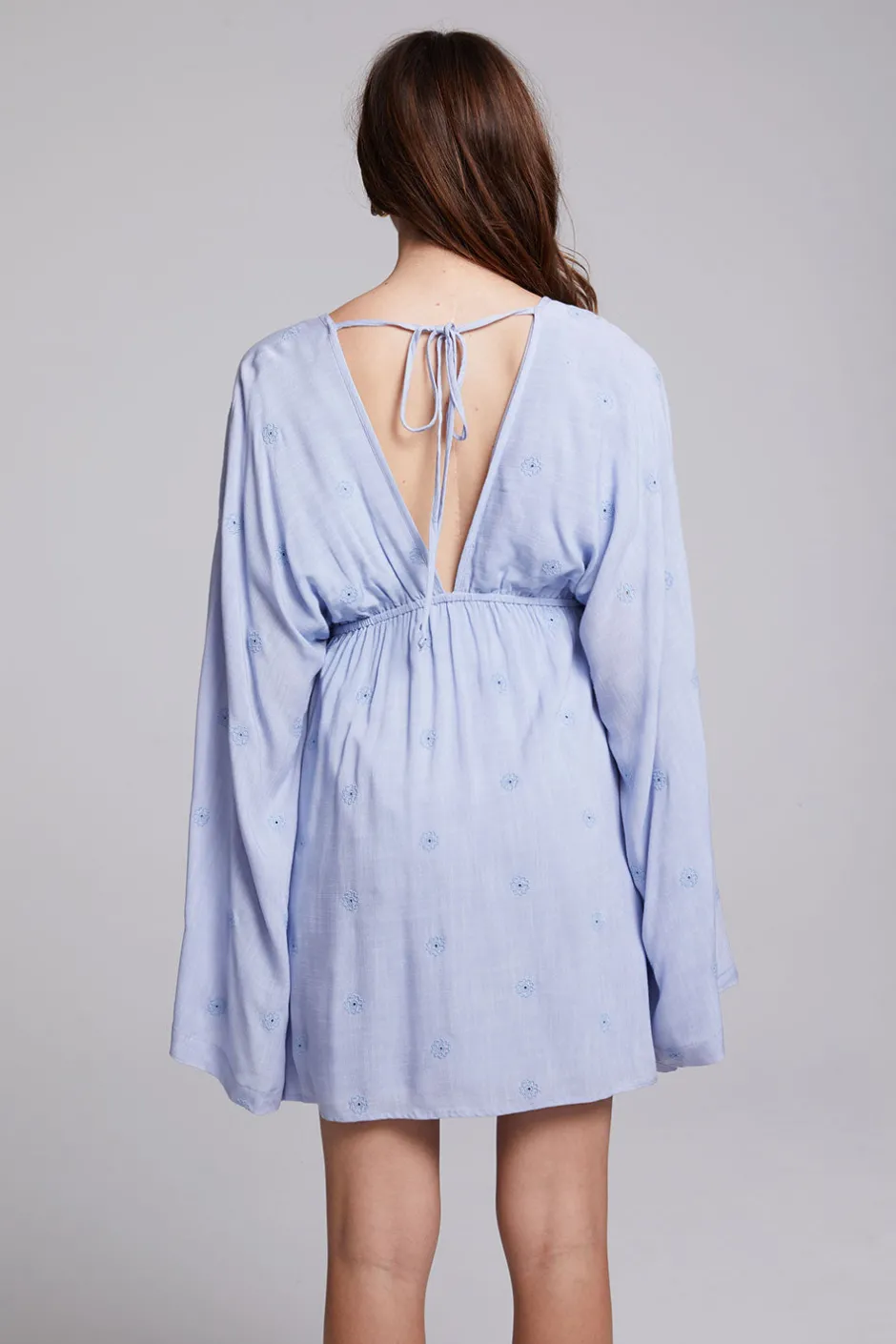 Women Chaser Brand Waverly Faded Denim Blue Mini Dress