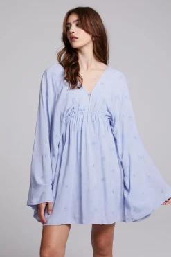 Women Chaser Brand Waverly Faded Denim Blue Mini Dress