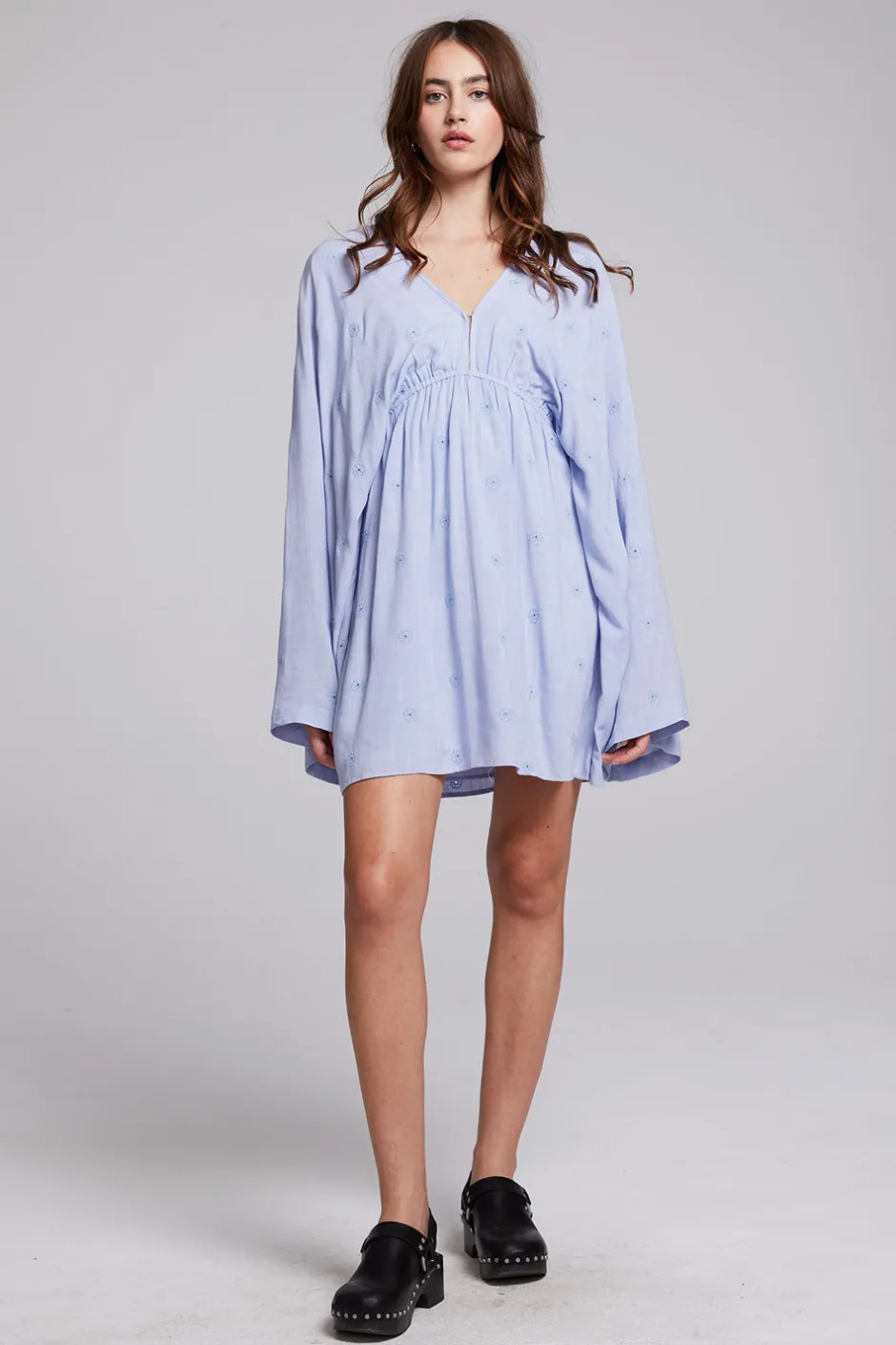 Women Chaser Brand Waverly Faded Denim Blue Mini Dress