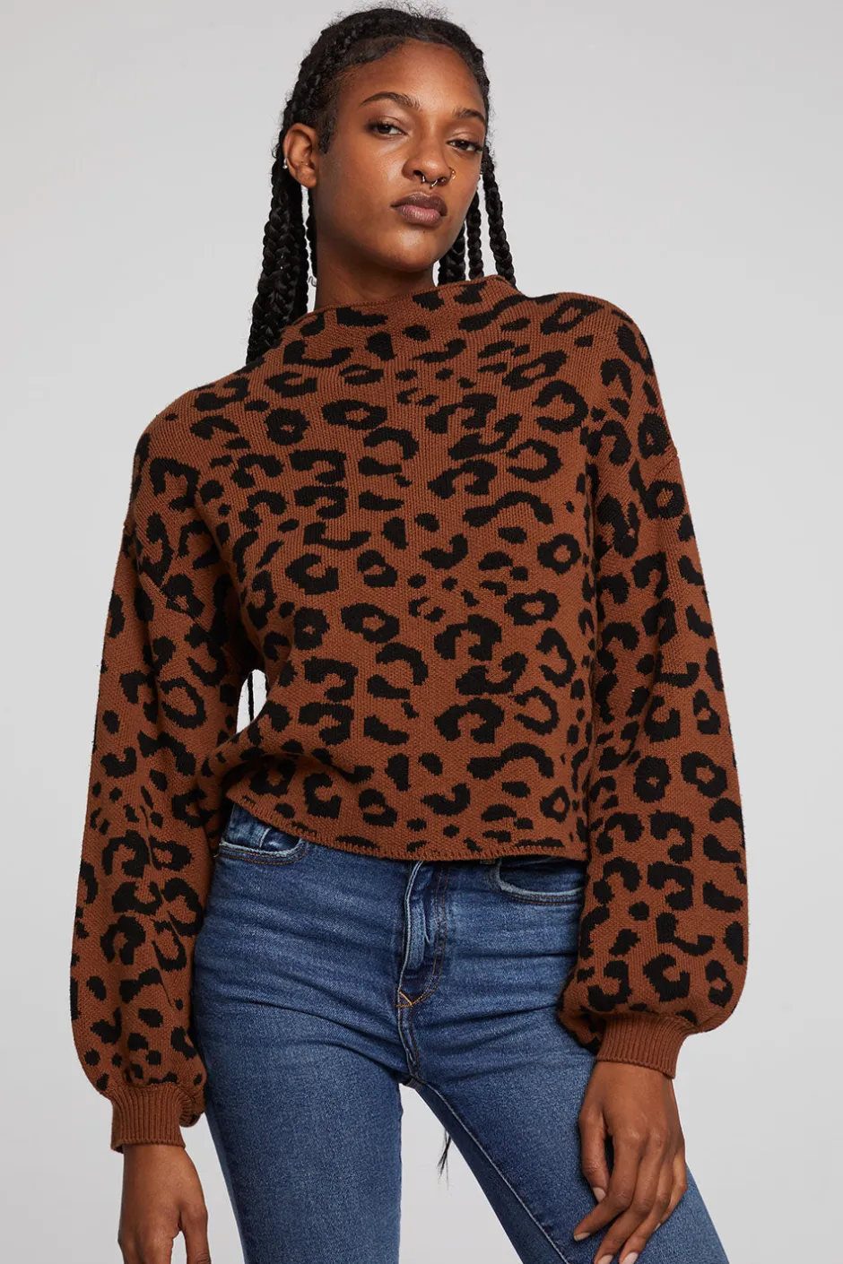 Women Chaser Brand Willie Old Town Leopard Pullover