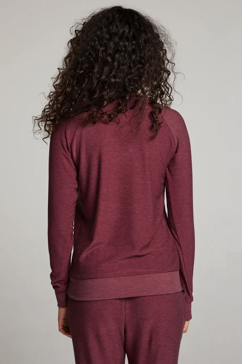 Women Chaser Brand Wine Red Long Sleeve Raglan Pullover
