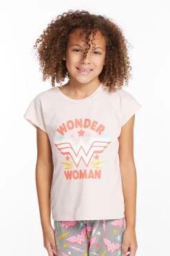 Kids Chaser Brand Wonder Woman Retro Logo Girls Tee
