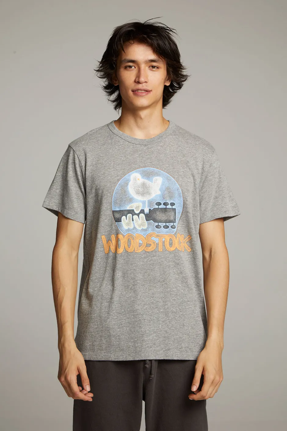 Women Chaser Brand Woodstock Bird On Guitar Crew Neck Tee