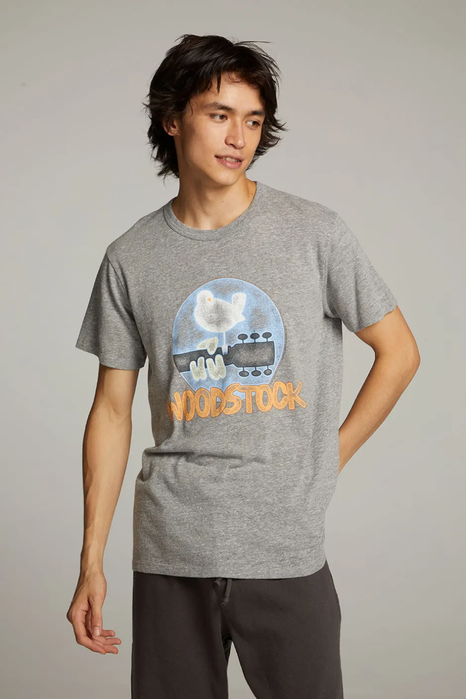 Women Chaser Brand Woodstock Bird On Guitar Crew Neck Tee