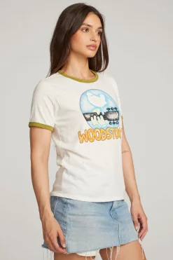 Women Chaser Brand Woodstock Bird On Guitar Tee