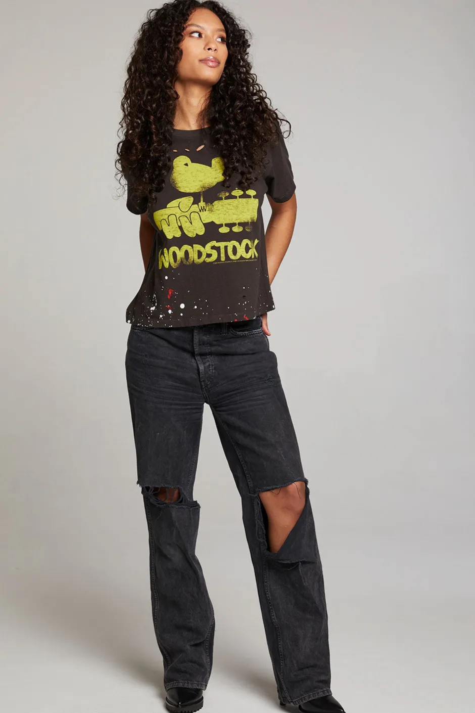 Women Chaser Brand Woodstock Bird On Guitar Tee