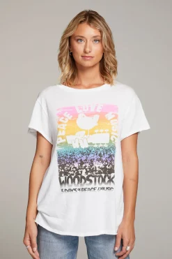 Women Chaser Brand Woodstock Peace Love Music Tee
