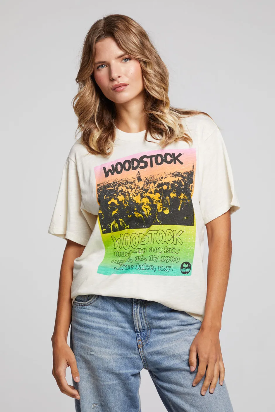 Women Chaser Brand Woodstock Rainbow Poster Tee
