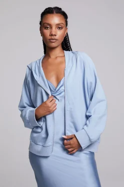 Women Chaser Brand Yaro Blue Grotto Zip Up Sweatshirt