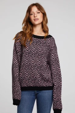 Women Chaser Brand Zebra Pullover Melrose Sweater
