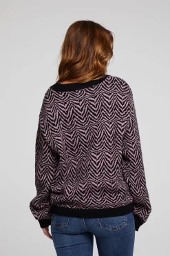 Women Chaser Brand Zebra Pullover Melrose Sweater
