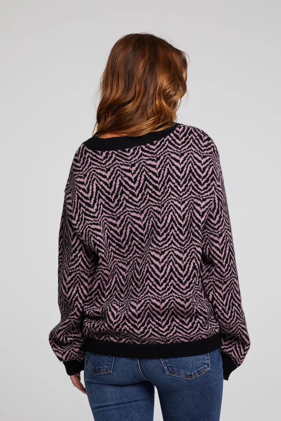 Women Chaser Brand Zebra Pullover Melrose Sweater