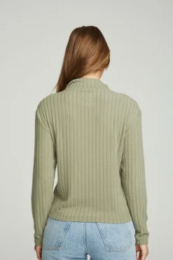 Women Chaser Brand Zip Up Mock Neck Long Sleeve Pullover