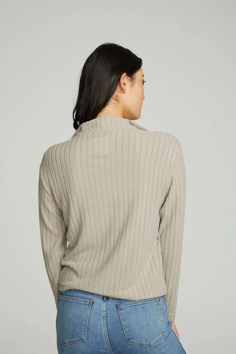Women Chaser Brand Zip Up Mock Neck Long Sleeve Pullover