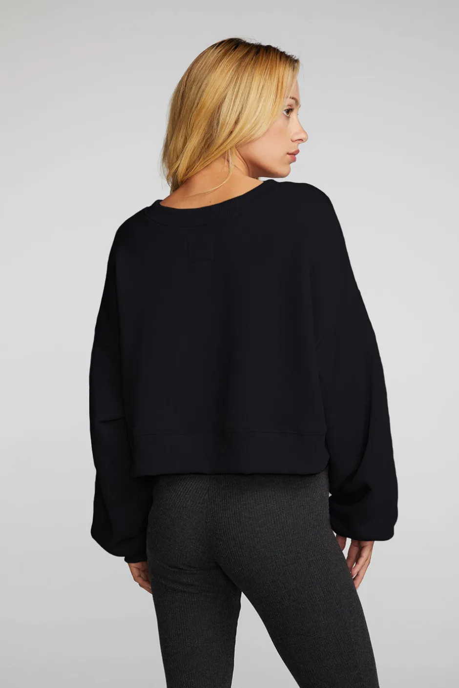 Women Chaser Brand Zuma Cotton Terry Cropped Crewneck Pullover