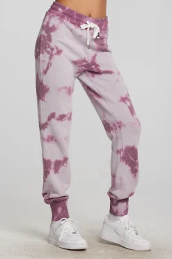 Women Chaser Brand Zuma Cotton Terry Joggers With Rib And Shoestring Tie