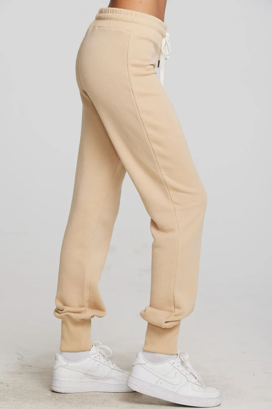 Women Chaser Brand Zuma Cotton Terry Joggers With Rib And Shoestring Tie