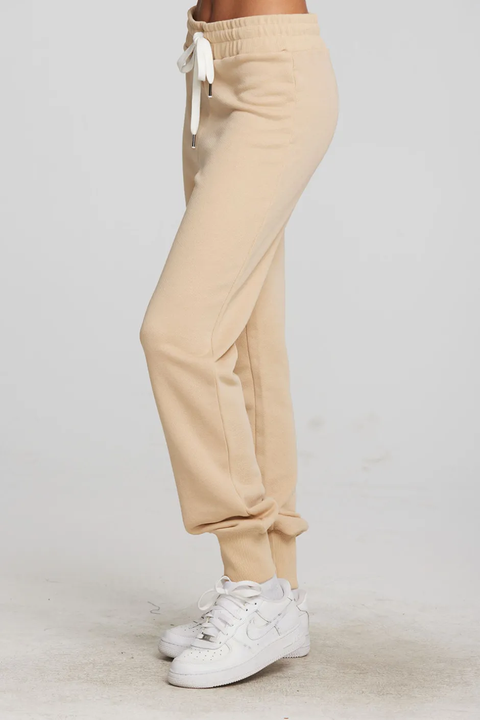 Women Chaser Brand Zuma Cotton Terry Joggers With Rib And Shoestring Tie