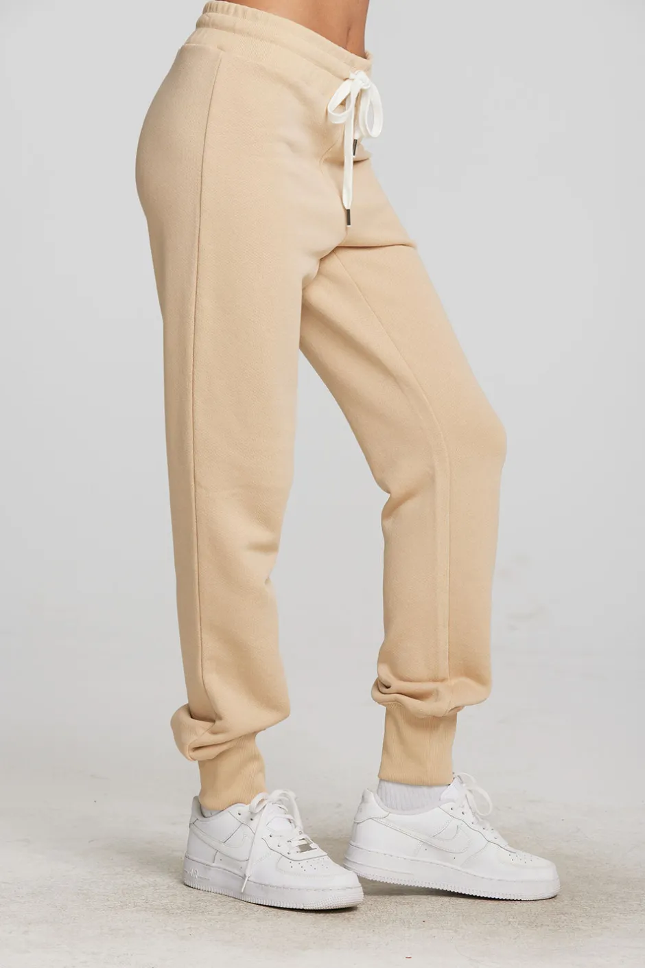 Women Chaser Brand Zuma Cotton Terry Joggers With Rib And Shoestring Tie