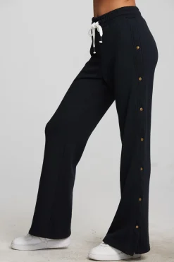 Women Chaser Brand Zuma Cotton Terry Wide Leg Joggers With Button Side Seam