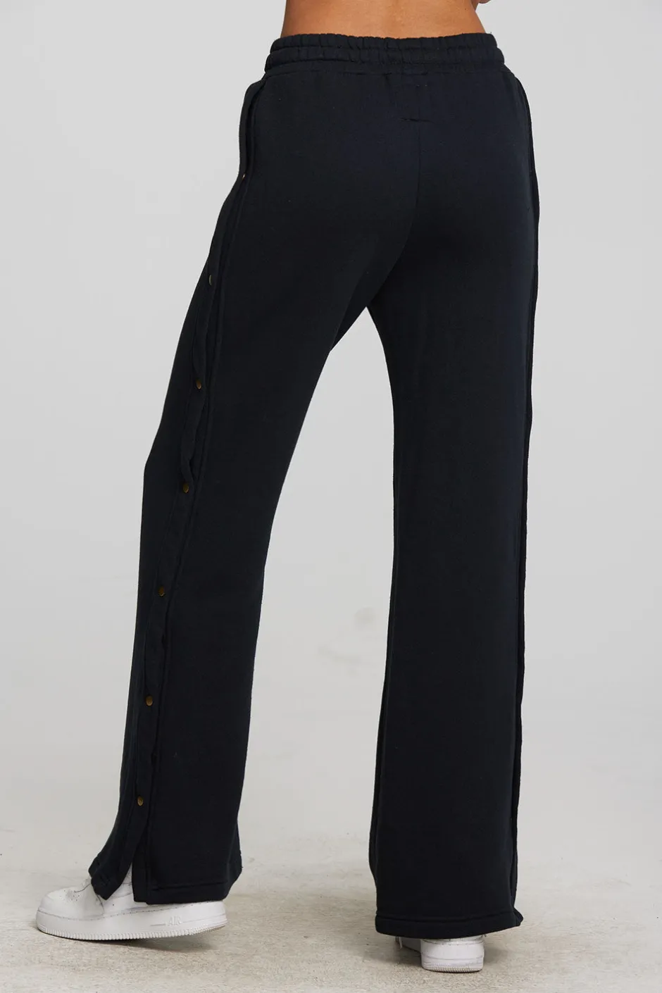 Women Chaser Brand Zuma Cotton Terry Wide Leg Joggers With Button Side Seam