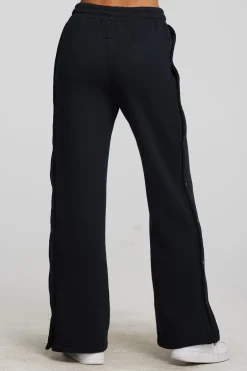 Women Chaser Brand Zuma Cotton Terry Wide Leg Joggers With Button Side Seam
